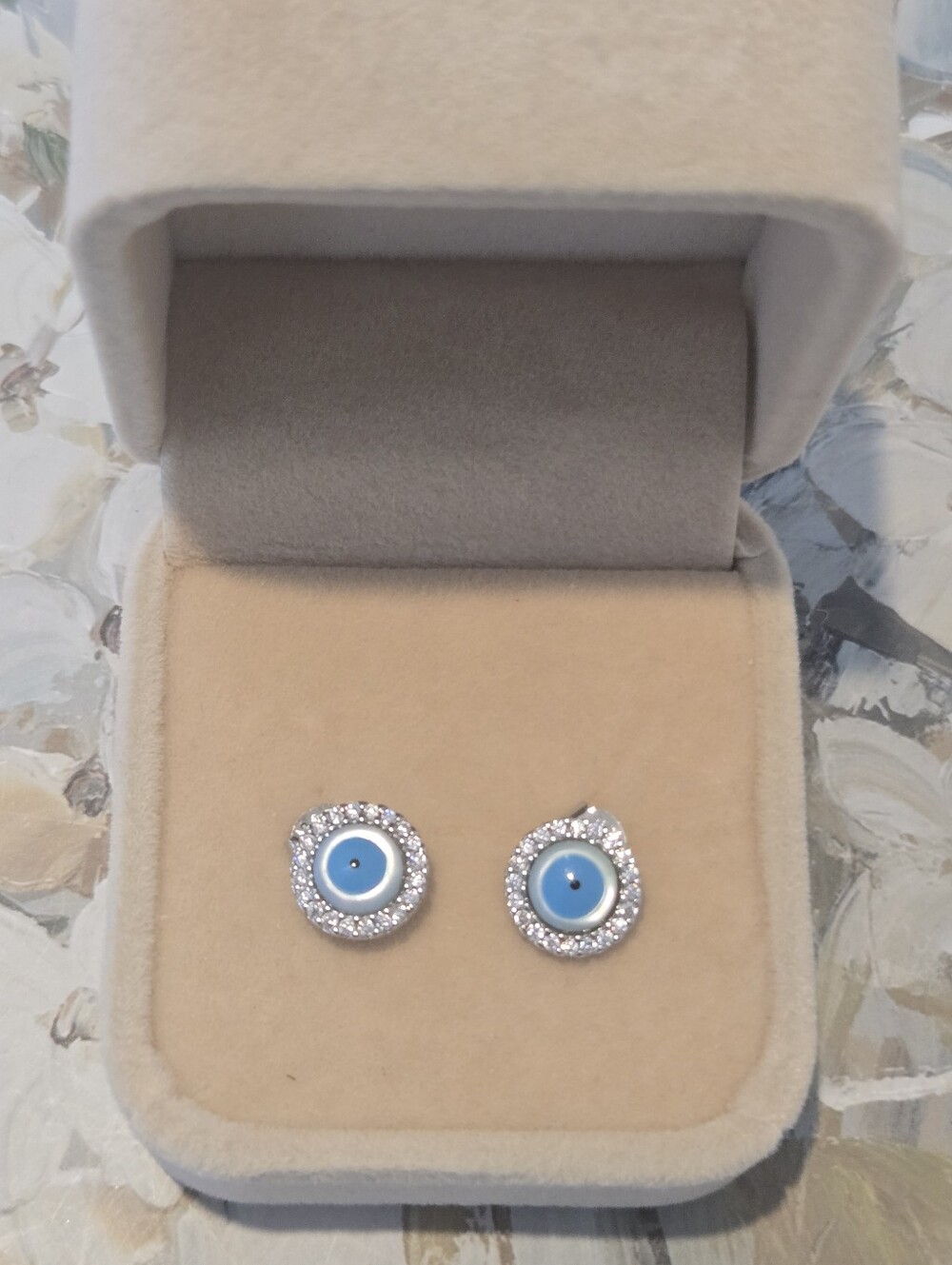 Spinel 925 Sterling Silver Blue eye earrings